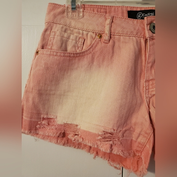 Women's Rewash Pink Acid Wash Studded Denim Shorts - Picture 3 of 8